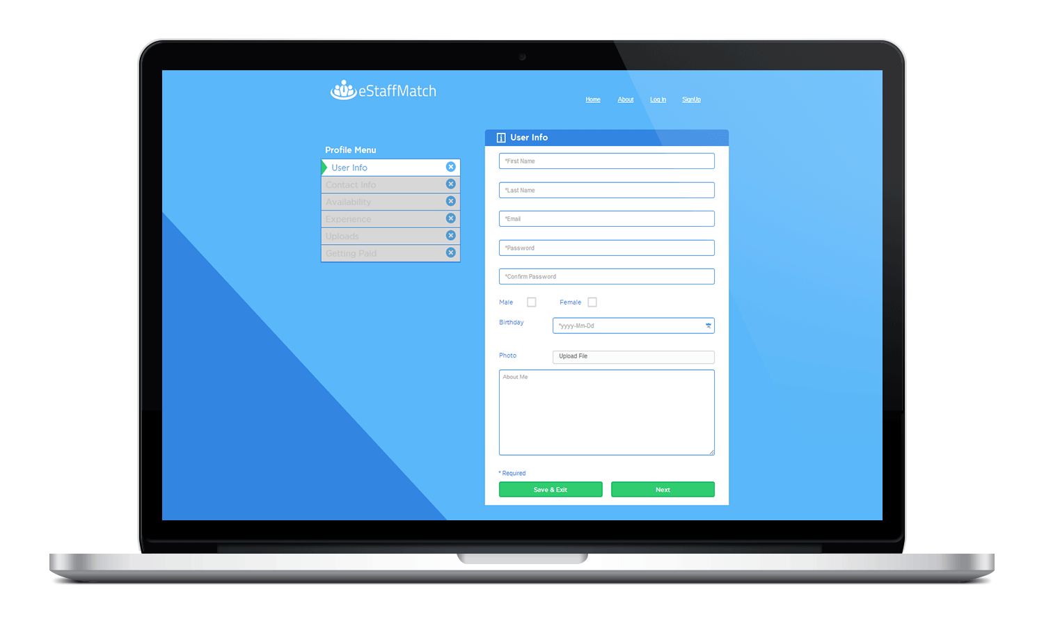 EStaffmatch.com registration 